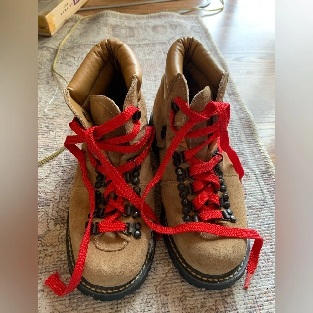 Montblanc Vintage Sears Boots Hiker Shoes Mens Size 7.5 Brown Red Winter